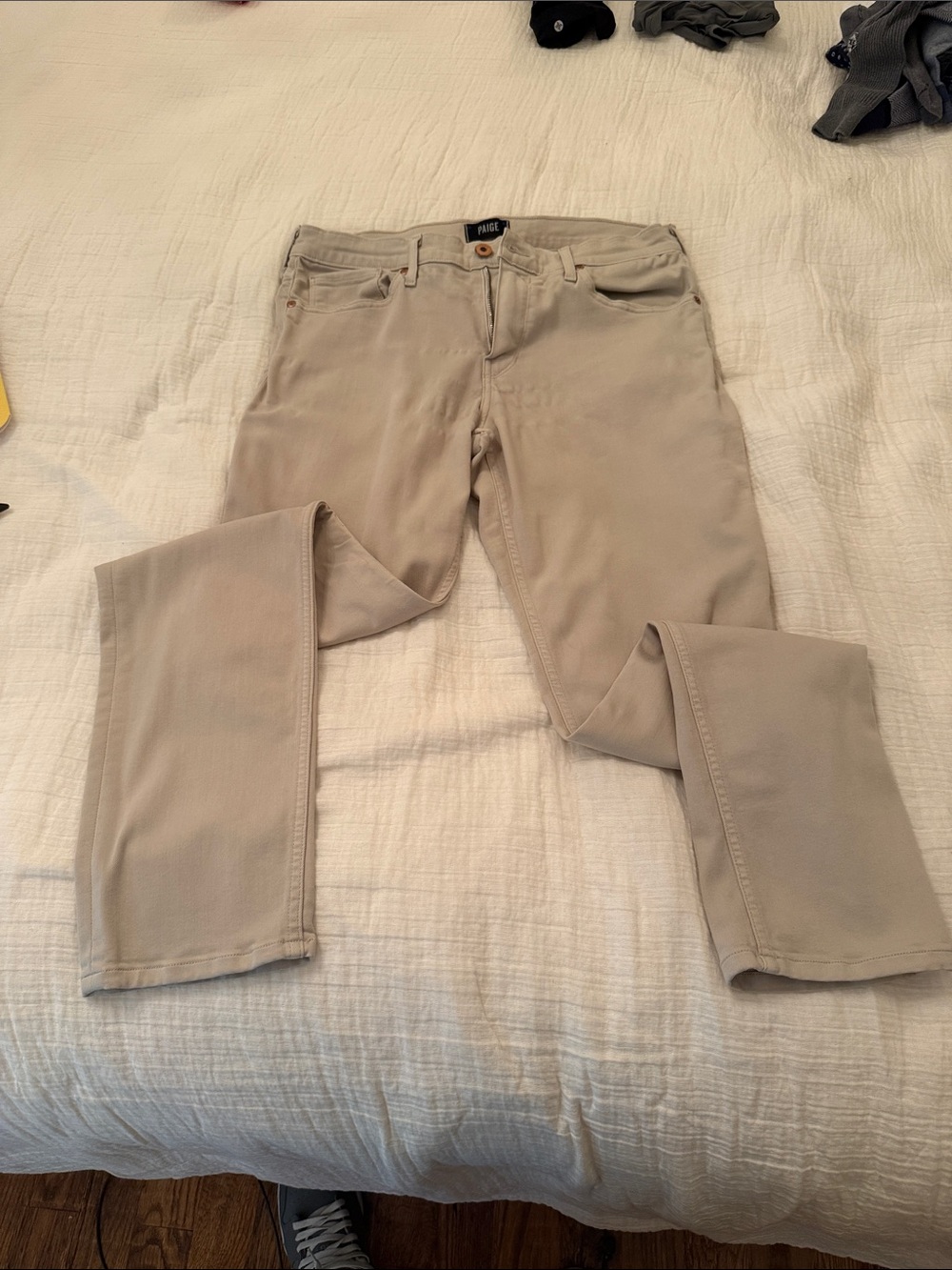 Paige Beige Straight Leg Jeans - Lennox 34x34